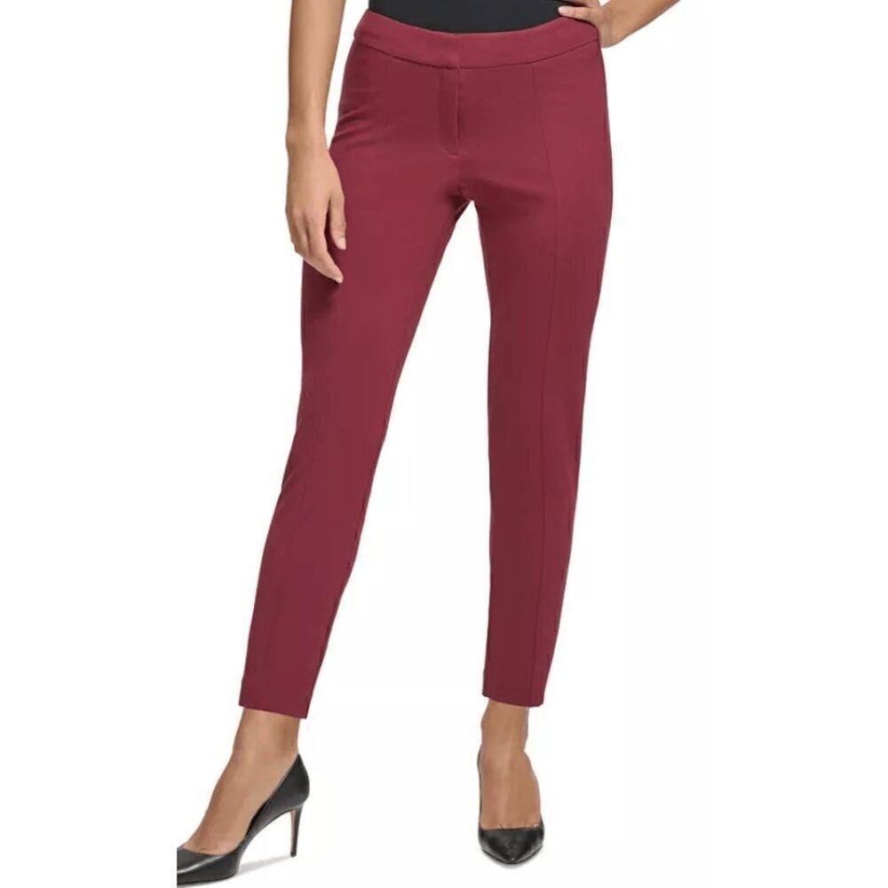 DKNY Low-Rise Skinny Ankle Pants Cabernet 4